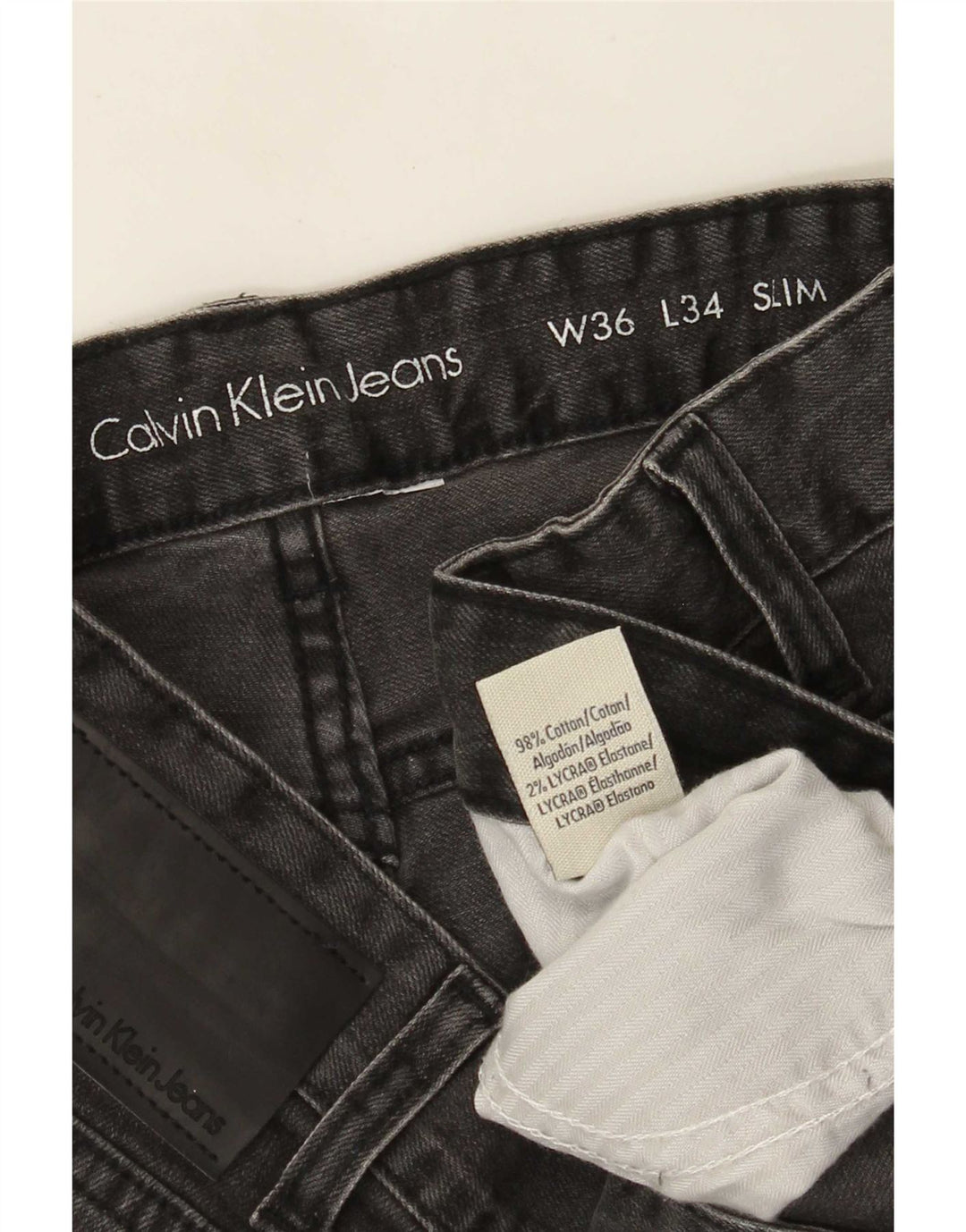 Calvin Klein Herre Slim Jeans W36 L34 Grå Bomuld