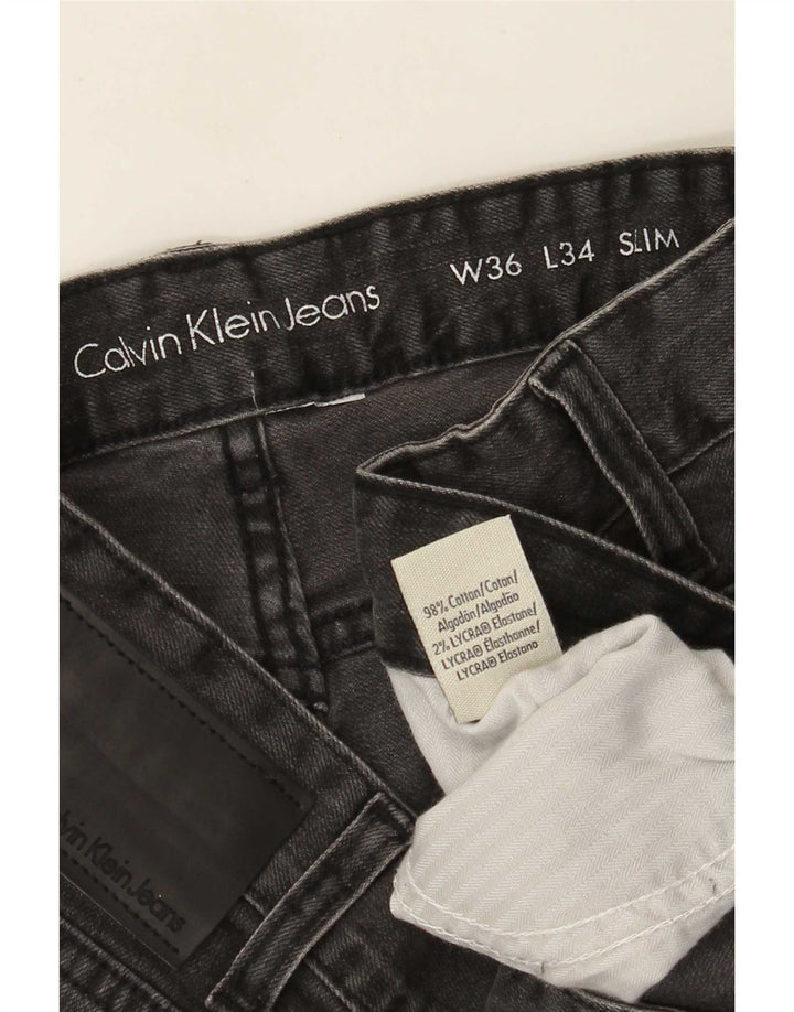 Calvin Klein Herre Slim Jeans W36 L34 Grå Bomuld