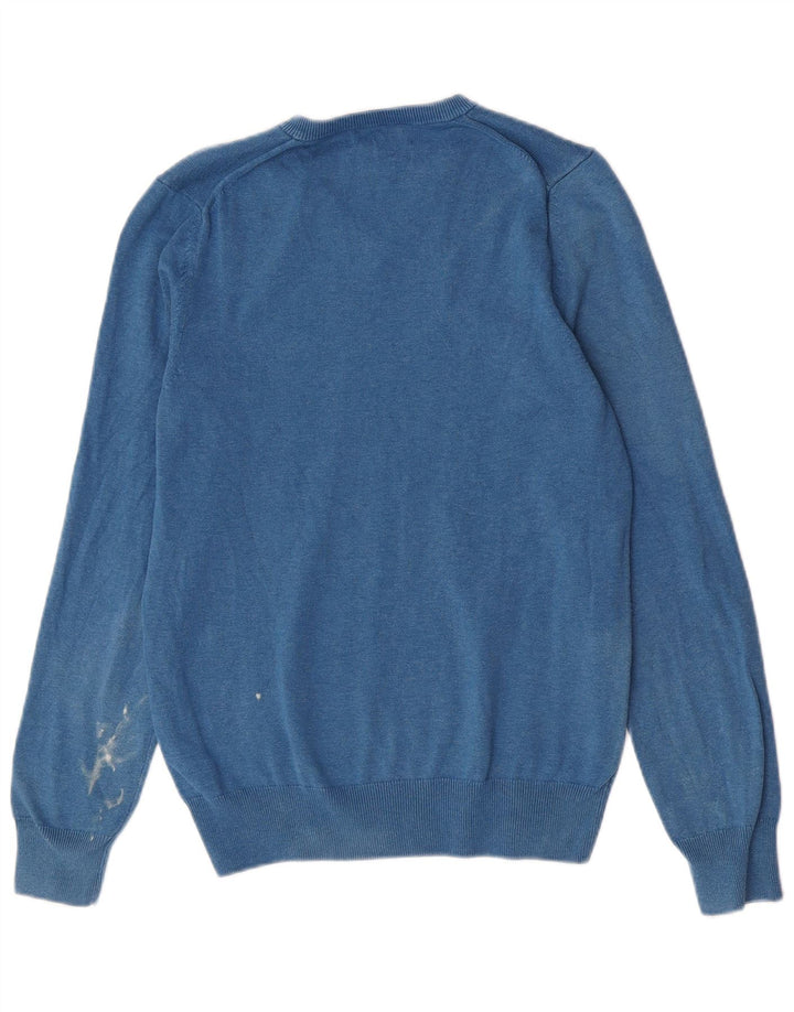 MARKS & SPENCER Herre V-hals sweater lille blå bomuld