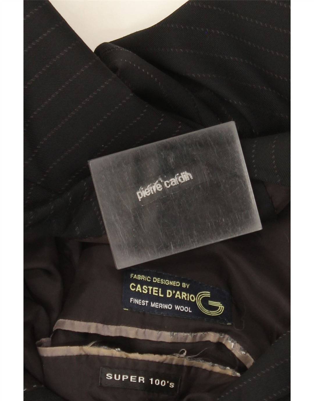 PIERRE CARDIN Herre 2-knaps blazerjakke UK 38 Medium Sort nålestribe