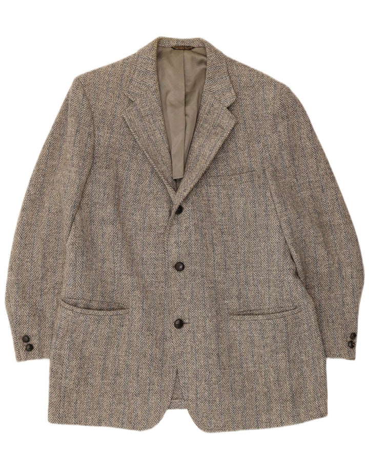 Hunter Haig Herre Harris Tweed Blazer Jacket UK 38 Medium Grey Herringbone