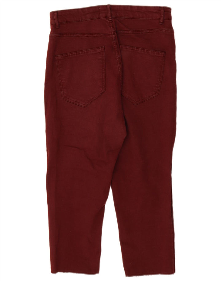 Zara Dame Capri Jeans EU 40 Medium W30 L18 Burgundy