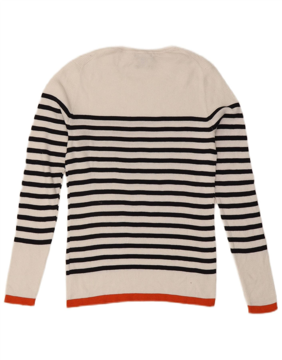 Massimo Dutti Dame Boat Neck Jumper Sweater UK 12 Medium Hvid Stribet