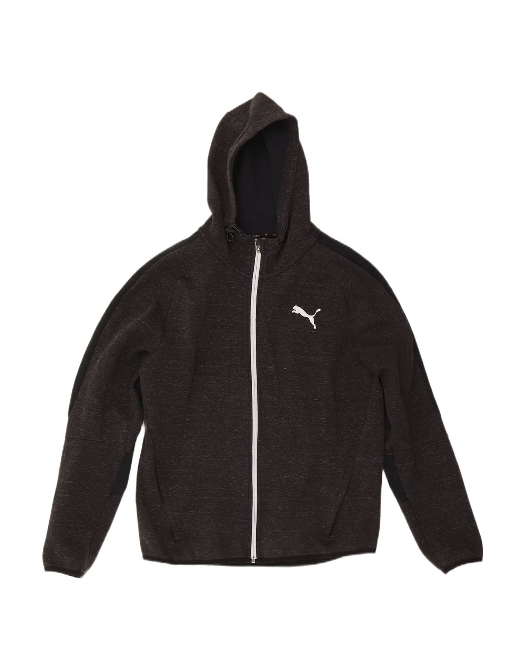 PUMA Mens Zip Hoodie Sweater Large Grey Colourblock Cotton