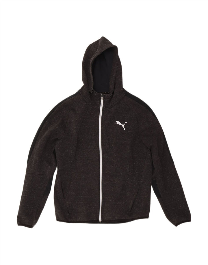 PUMA Mens Zip Hoodie Sweater Large Grey Colourblock Cotton