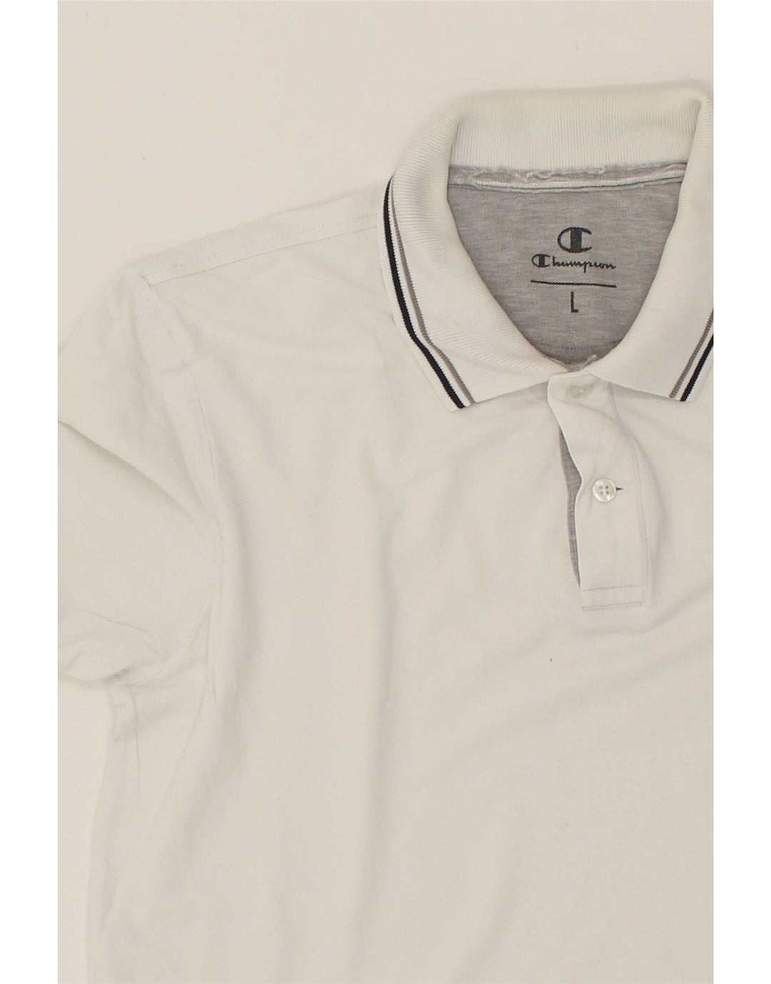 CHAMPION Mens Polo Shirt Large White Vintage Champion and Second-Hand Champion from Messina Hembry 