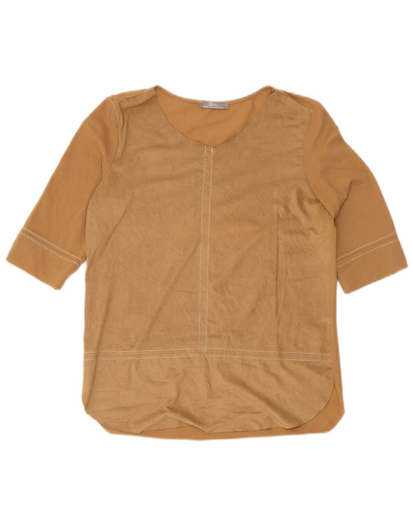 Zara Dame Bluse Top UK 10 Lille Brun