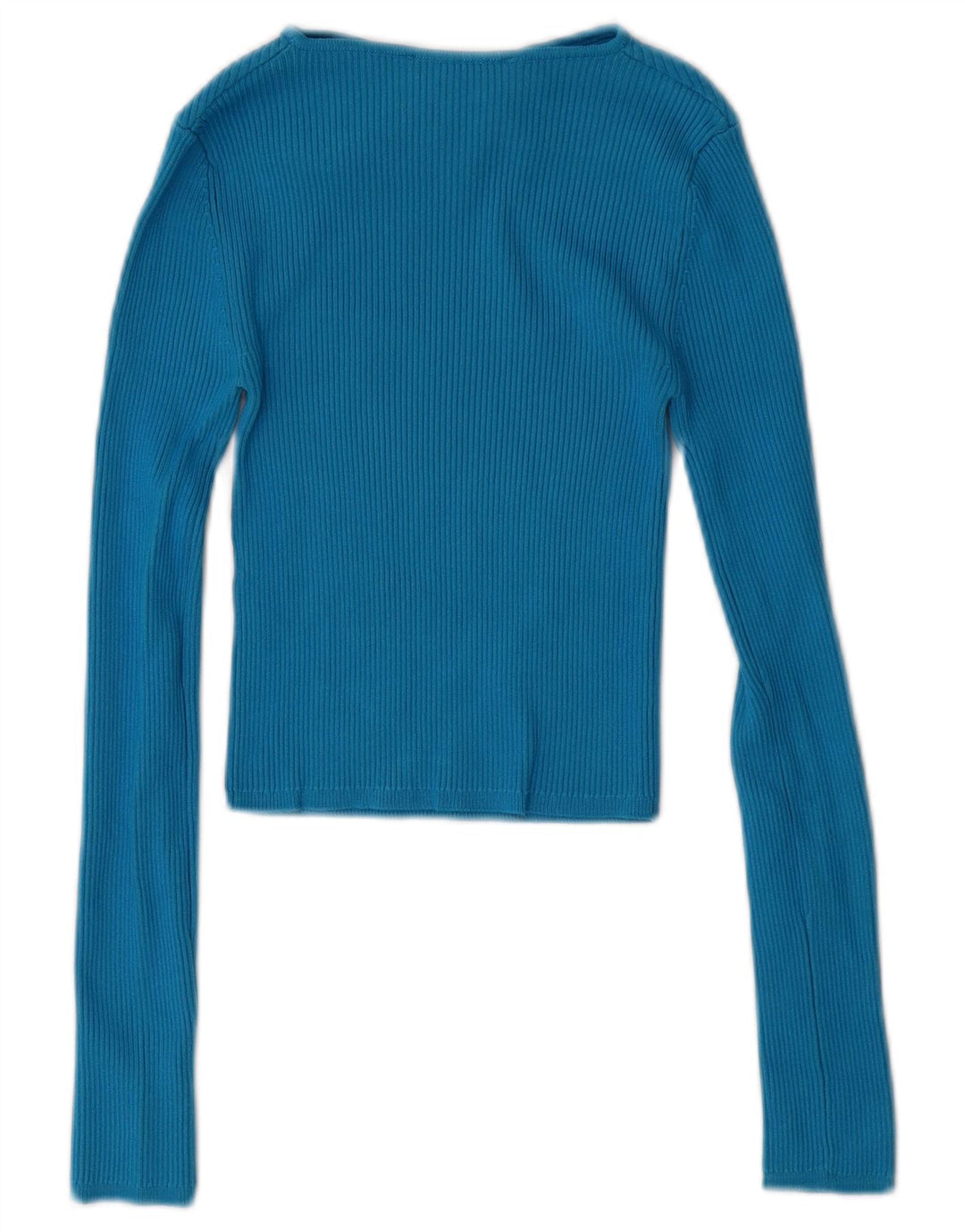 ZARA Womens Crop Top Long Sleeve UK 4 XS Blue Viscose