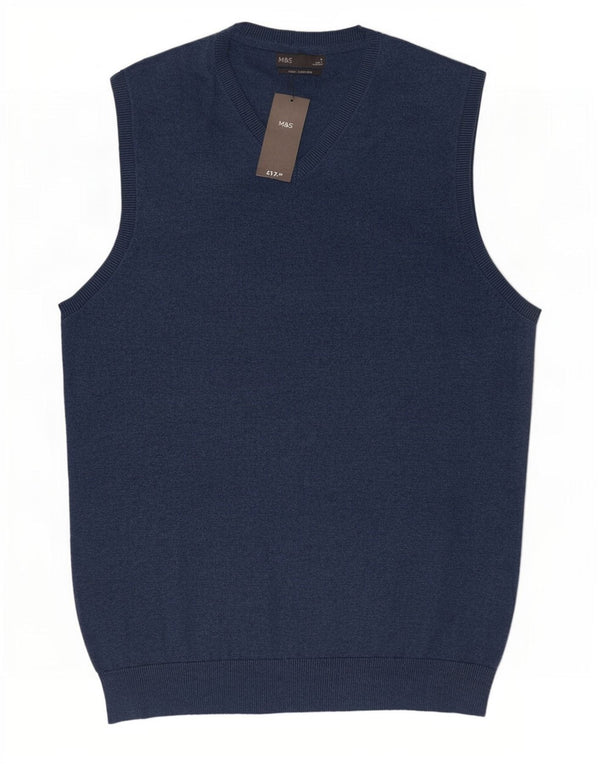 Marks & Spencer Herrevest Tank Top Stor Marineblå Bomuld