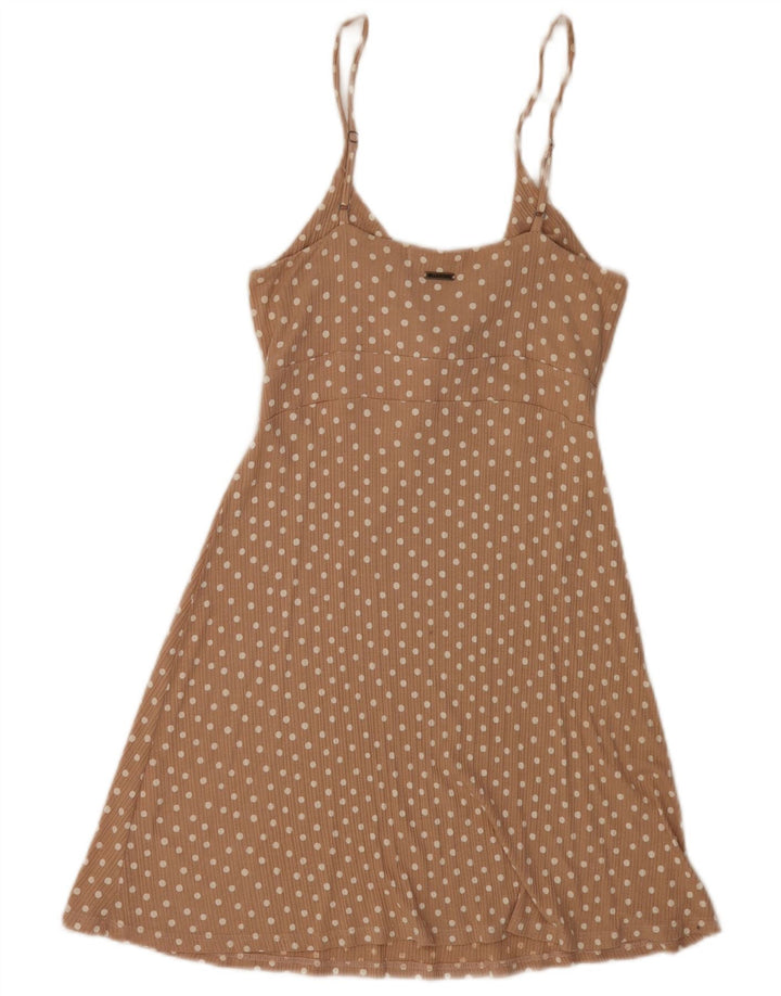 Billabong Dame Sleeveless Sundress UK 12 Medium Beige Polka Dot