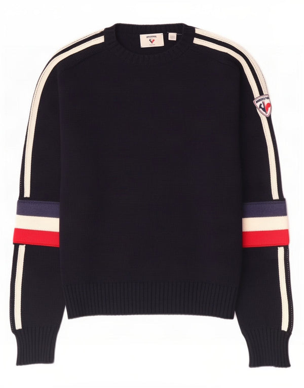 Rossignol Herre Boat Neck Jumper Sweater Small Navy Blue Colourblock