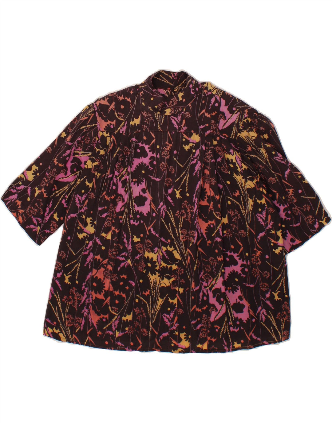 VINTAGE Womens Blouse Top UK 12 Medium Maroon Floral Vintage Vintage and Second-Hand Vintage from Messina Hembry 