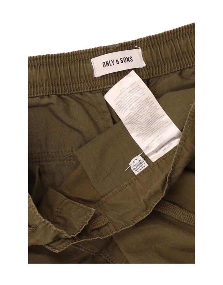 ONLY & SONS Herre Cargo Shorts Large W34 Khaki Cotton