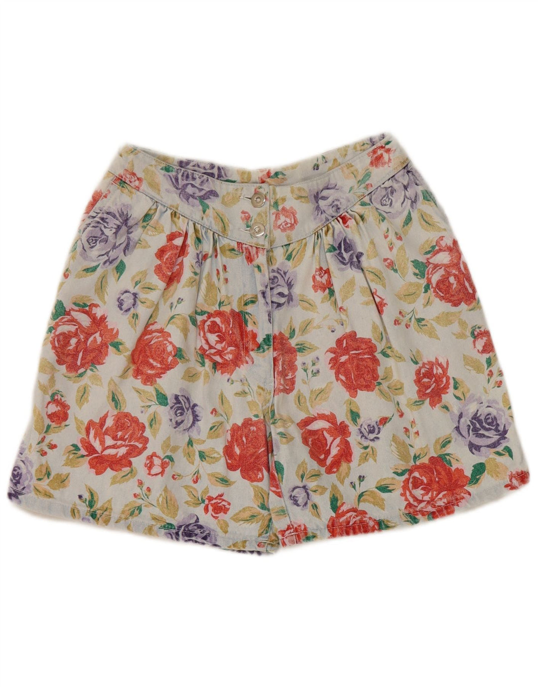 Vintage Dame Pegged Denim Shorts IT 40 Small W25 Multicolored Floral