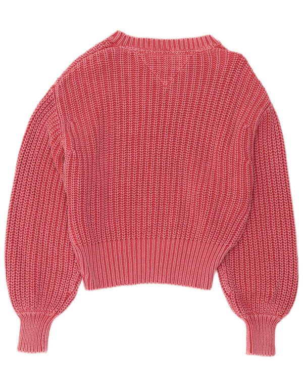 Tommy Hilfiger Dame Crop Boat Neck Jumper Sweater UK 10 Small Pink