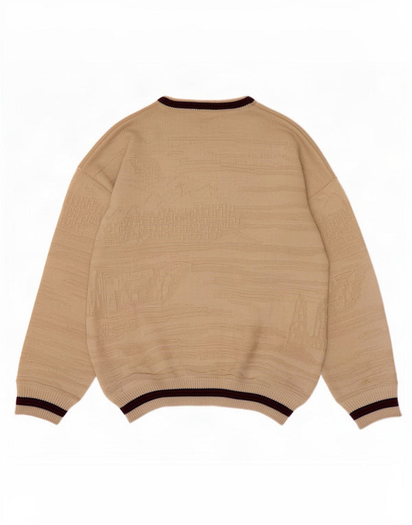 Vintage Dame grafisk bådhals sweater IT 46/48 Large Off White