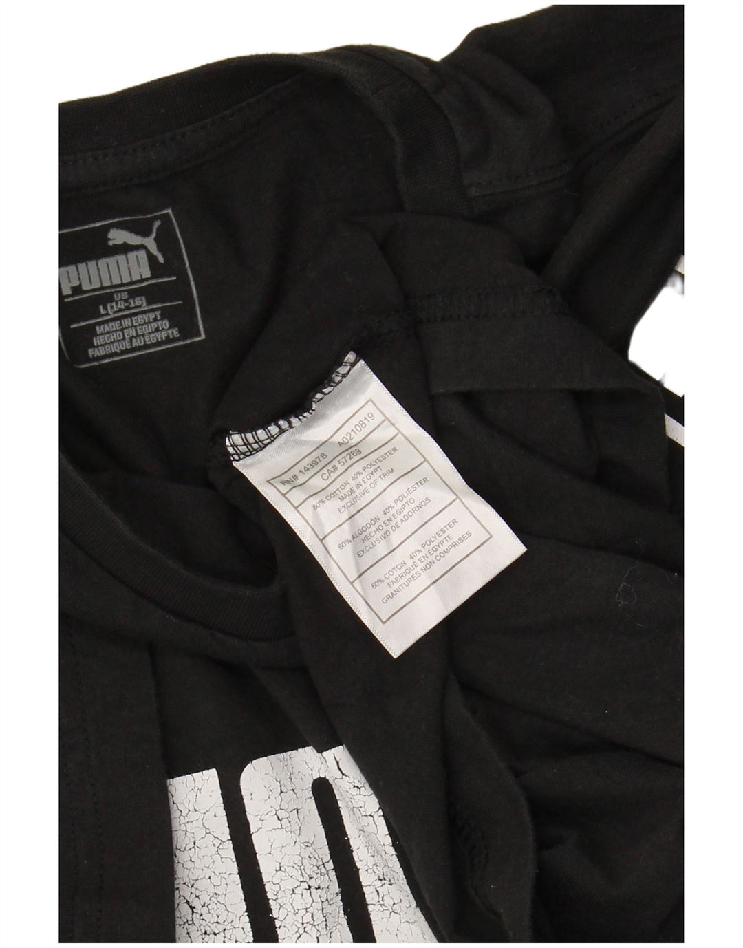 PUMA drenge grafisk t-shirt top 13-14 år stor sort bomuld