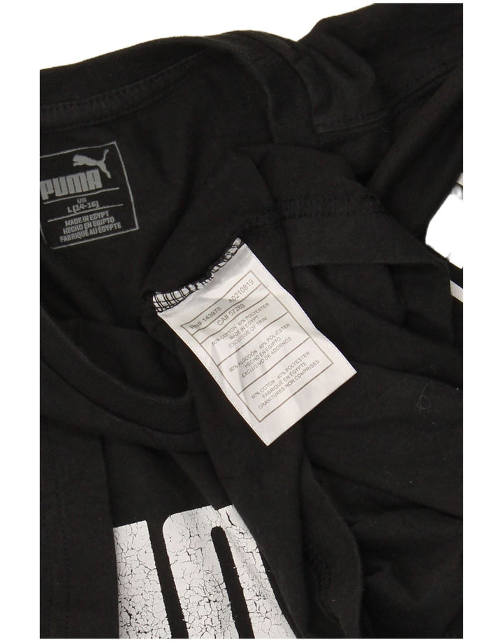 PUMA drenge grafisk t-shirt top 13-14 år stor sort bomuld