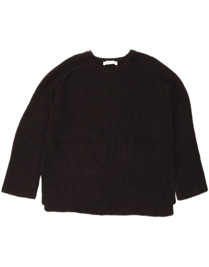 Zara Womens Boat Neck Jumper Sweater UK 16 Large Black