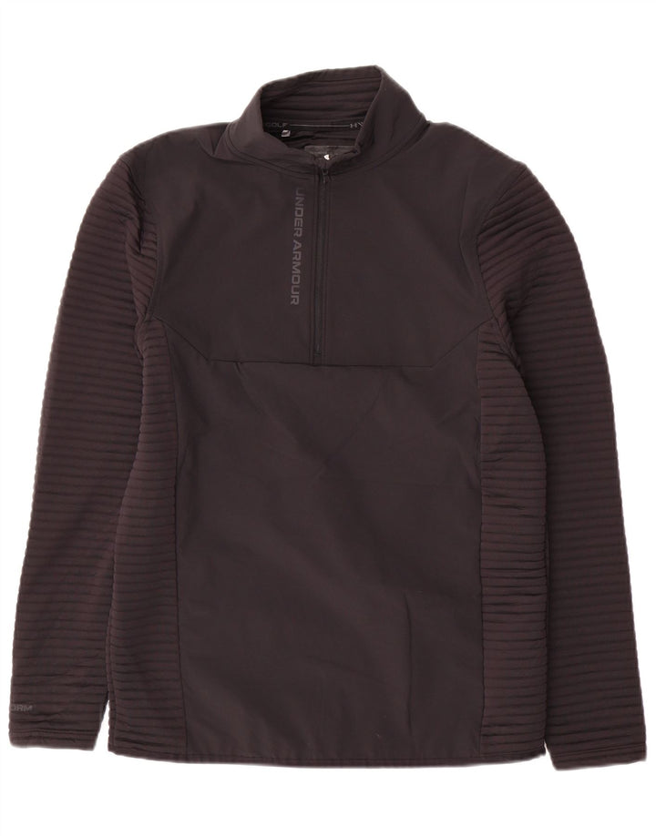 Under Armour Herre Zip Neck Pullover Træningsdragt Top Lille Sort Polyester