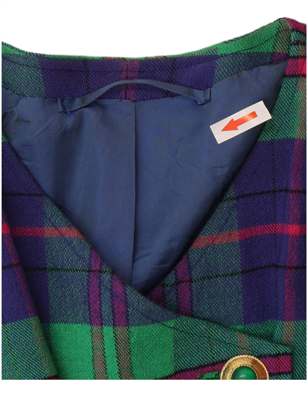 Vintage dame 4-knaps blazerjakke UK 14 Medium Blue Check