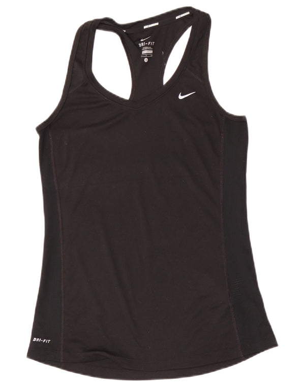Nike Dame Dri Fit Vest Top UK 8 Small Black Polyester