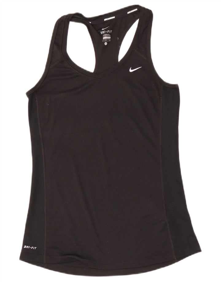 Nike Dame Dri Fit Vest Top UK 8 Small Black Polyester