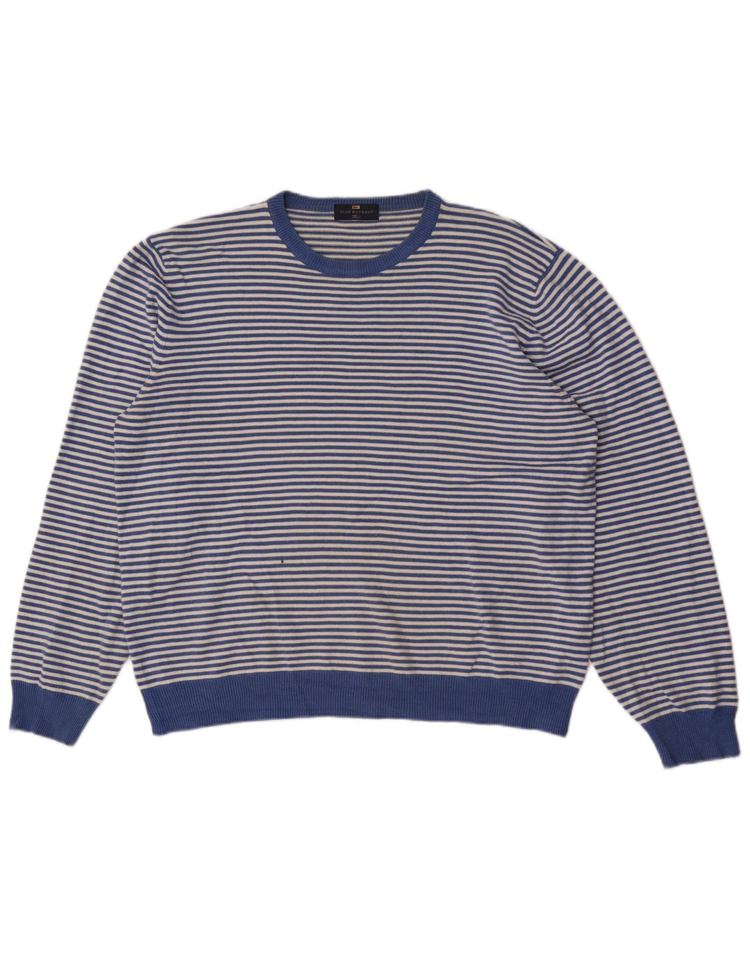 Marks & Spencer Herre Blue Harbor Crew Neck Jumper Sweater XL Blå Stribet