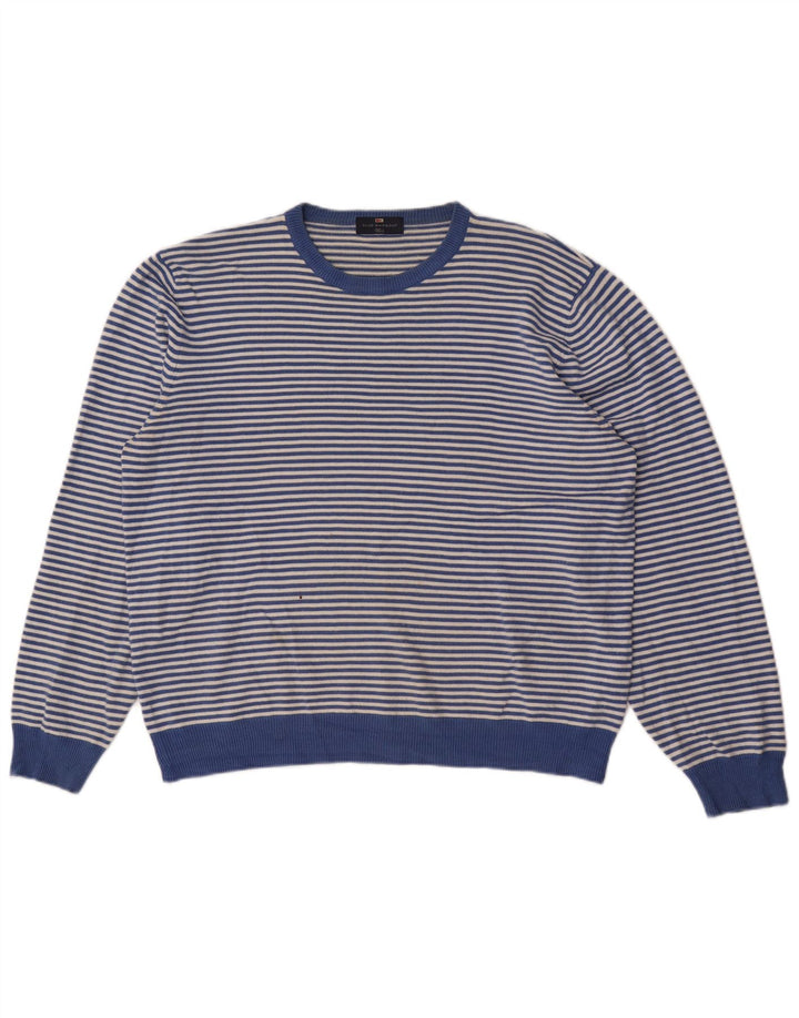 Marks & Spencer Herre Blue Harbor Crew Neck Jumper Sweater XL Blå Stribet
