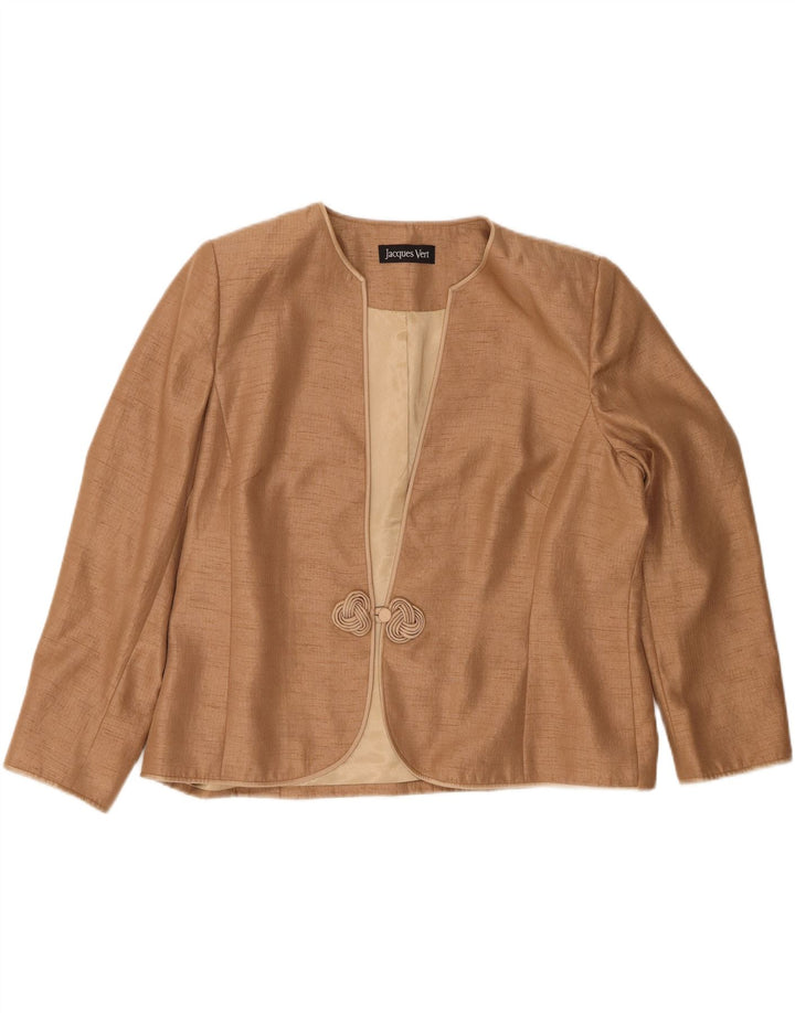 Jacques Vert Dame 1 Knap Blazer Jakke UK 22 3XL Beige Polyester