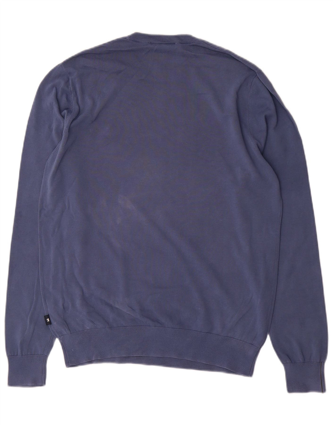 Jaggy herre rund hals sweater mellemblå bomuld