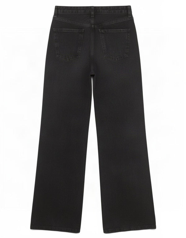 Zara Dame Jeans med brede ben EU 38 Small W28 L33 Sort Bomuld
