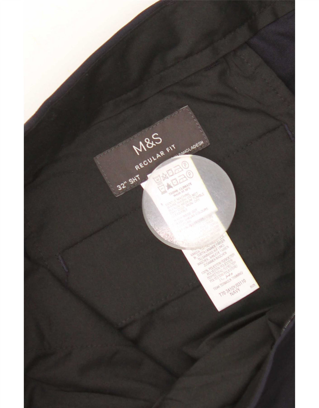 Marks & Spencer Herre Regular Fit Chinobukser W32 L29 Marineblå polyester