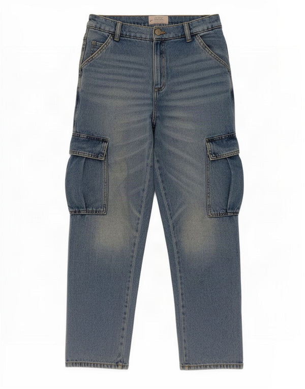Zara Boys Cargo Tapered Jeans 13-14 år W30 L29 Blå Bomuld
