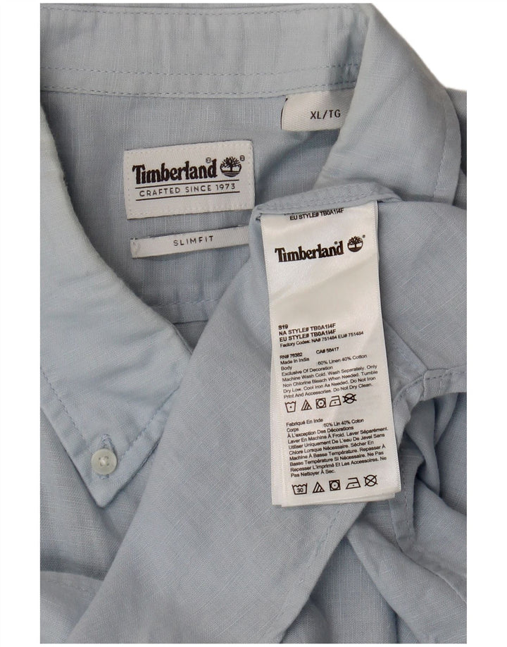 Timberland Herre Slim Fit skjorte XL blå hør