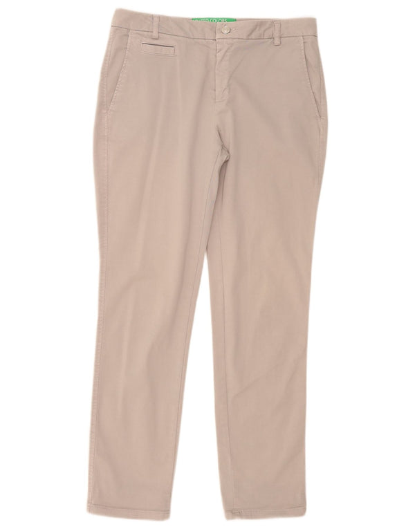 Benetton Dame Slim Chino Bukser UK 10 Small W32 L29 Grå Bomuld