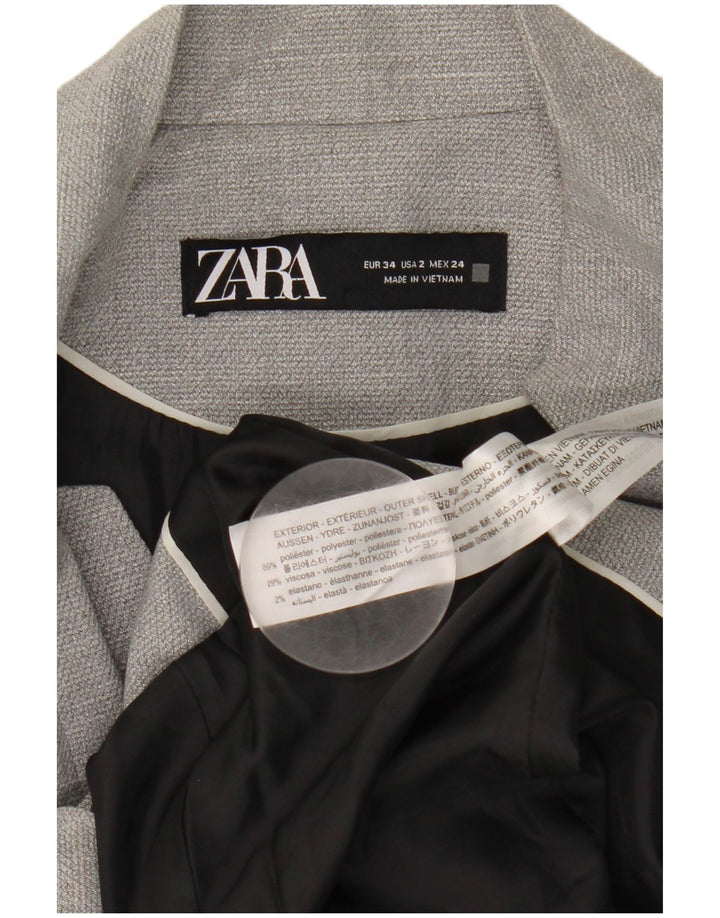 Zara Dame 1 Knap Blazer Jakke EU 34 2XS Grå Polyester