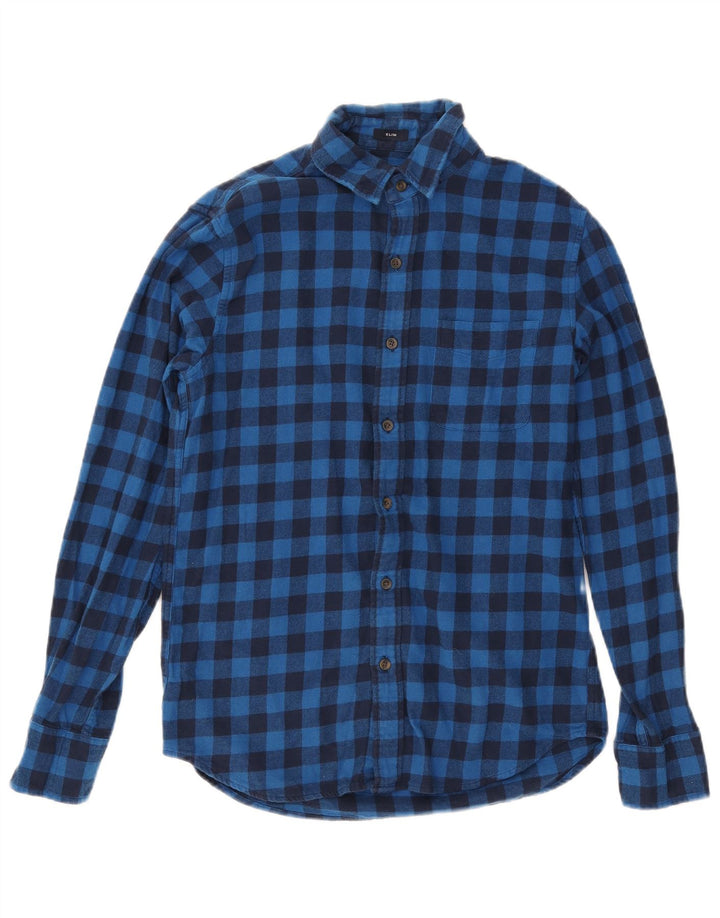 J. CREW Slim flannelskjorte til mænd, lille marineblå Gingham bomuld