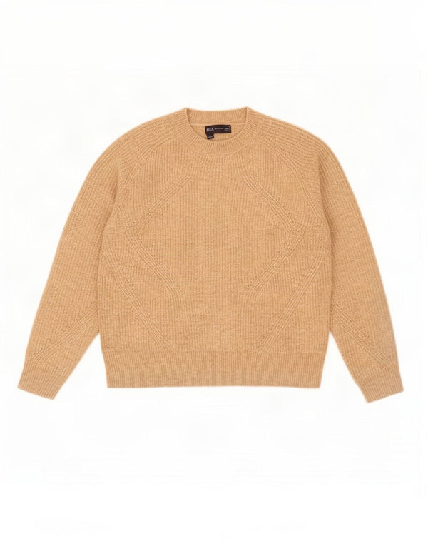 Marks & Spencer Womens Crew Neck Jumper Sweater UK 14 Medium Beige