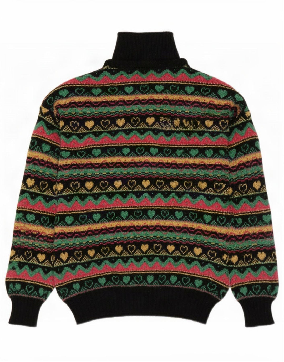 Benetton Dame Polo Neck Jumper Sweater IT 46 Stor Flerfarvet