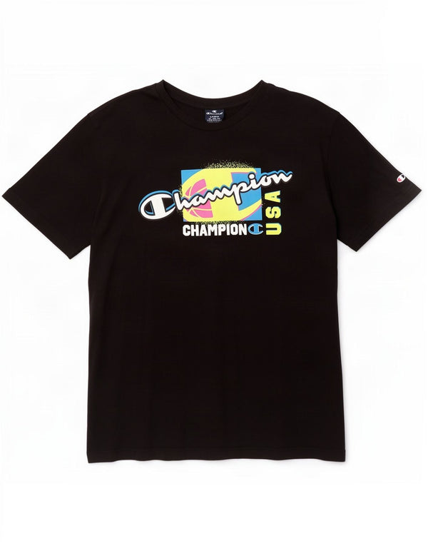 Champion Herre grafisk T-shirt Top Stor sort bomuld