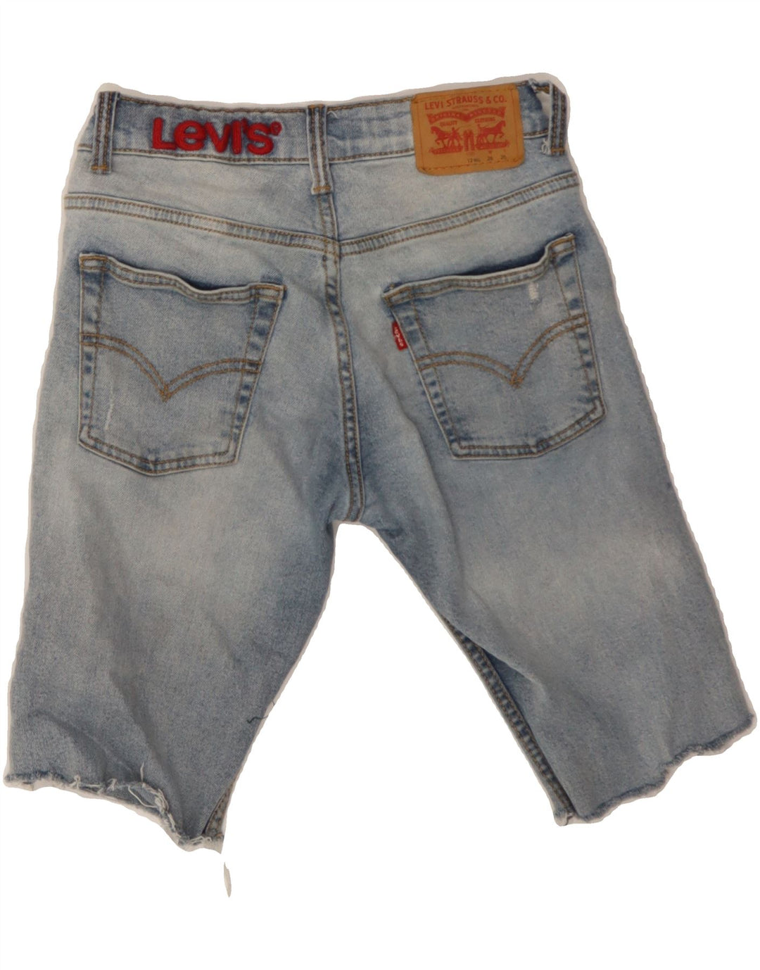 LEVI'S Boys 511 Graphic Denim Shorts 11-12 Years W26 Blue Cotton Vintage Levi's and Second-Hand Levi's from Messina Hembry 