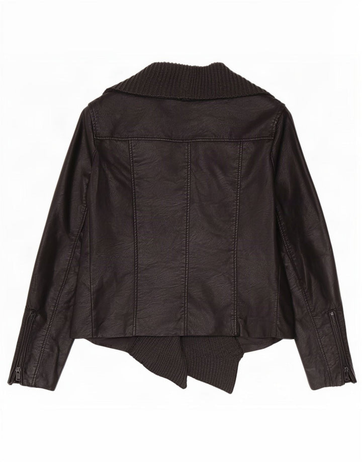 Cavalini Womens Open Biker-jakke i imiteret læder UK 18 XL Sort polyurethan