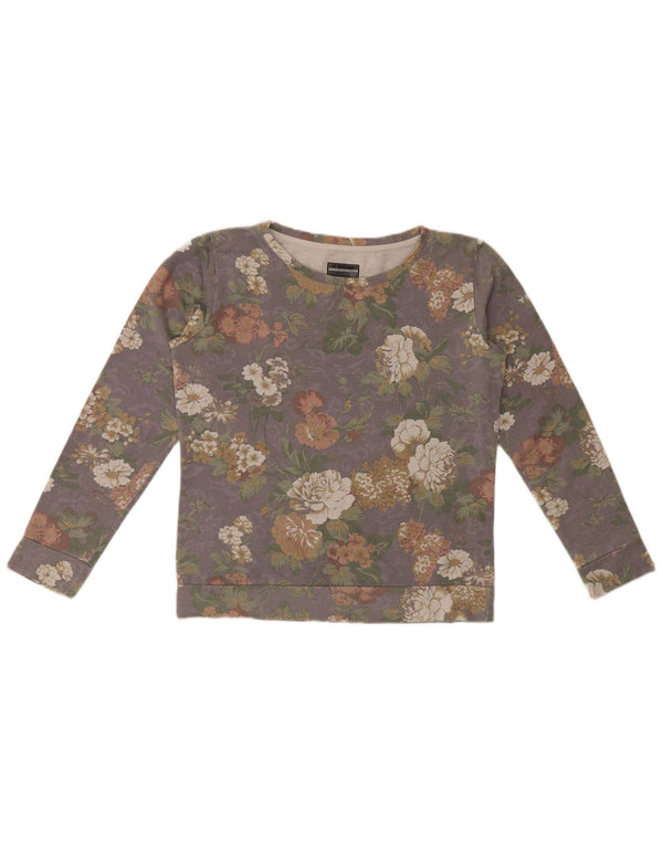 Brugi Dame Sweatshirt Jumper Medium Grey Floral Bomuld