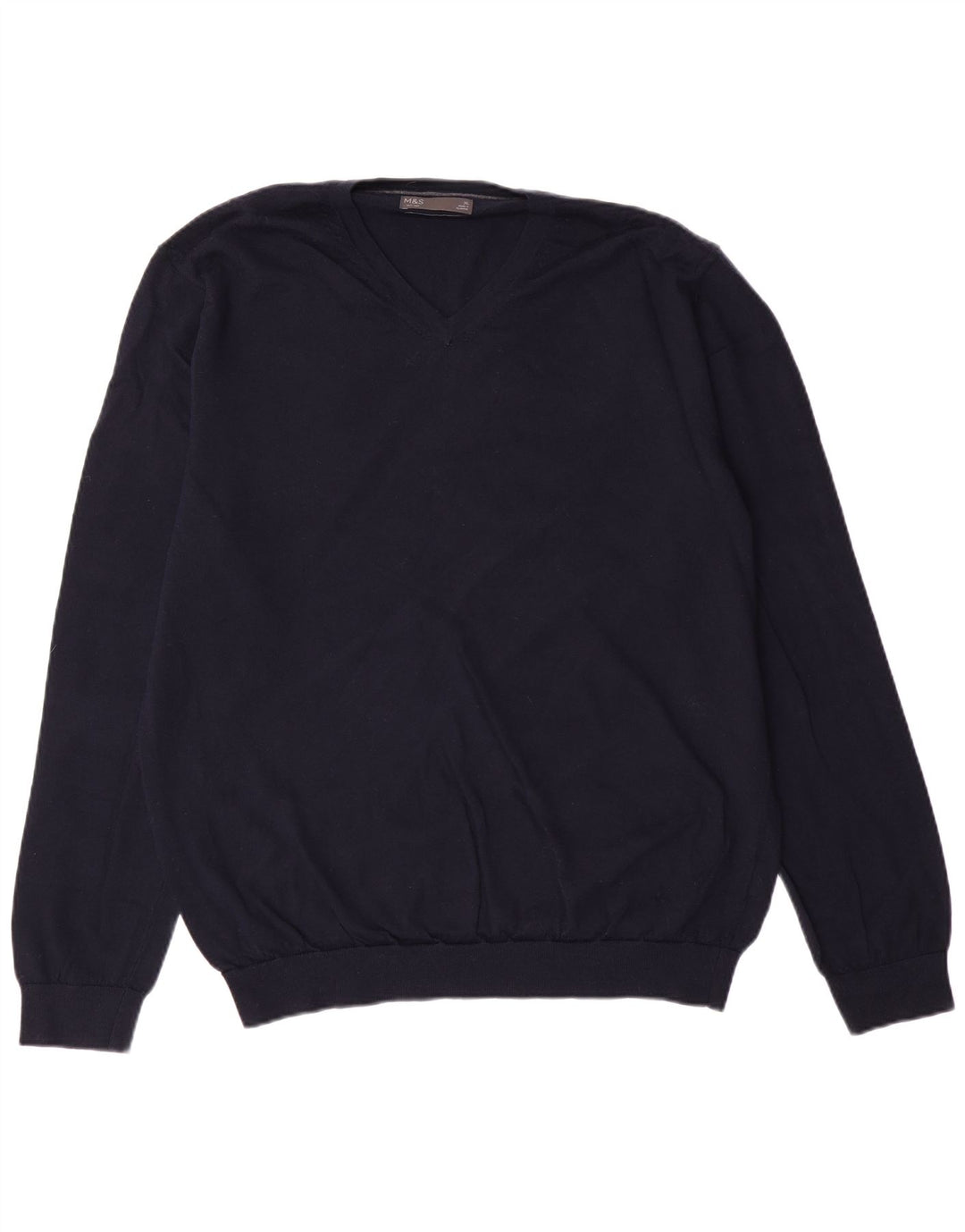 MARKS & SPENCER Herre V-hals sweater XL Navy Blue Classic