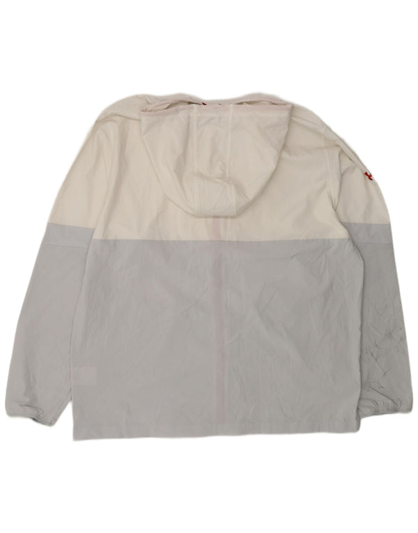 Under Armour Regnjakke med hætte til mænd UK 44 2XL Hvid Colourblock Polyester