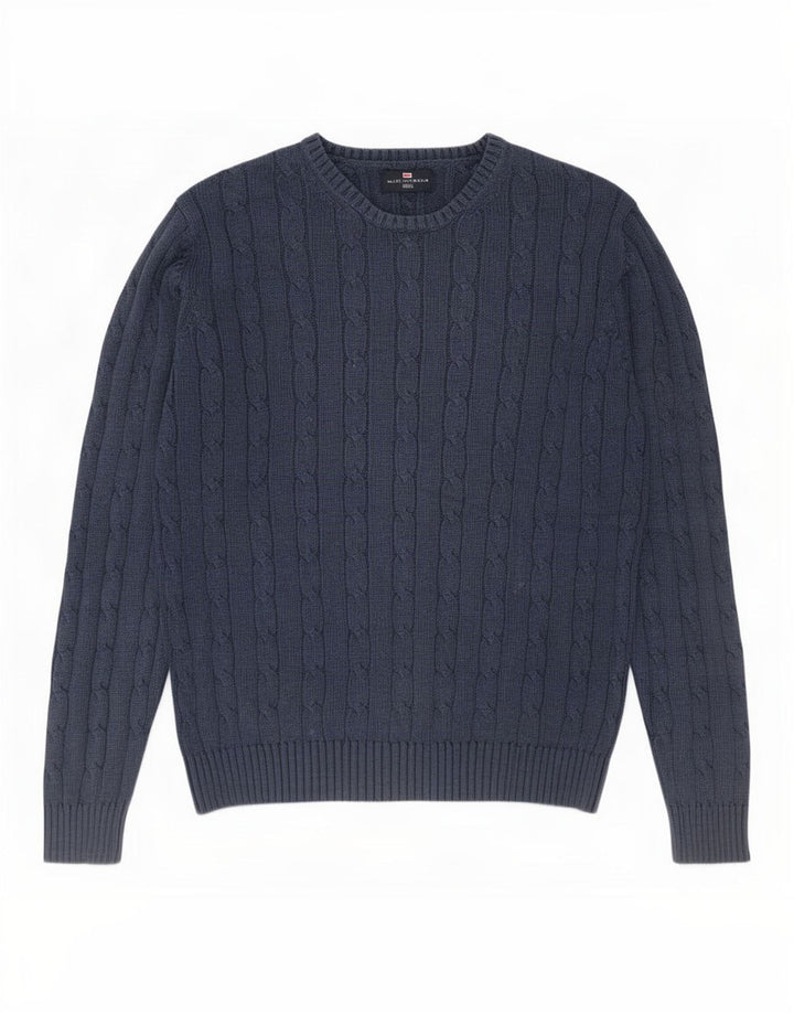Marks & Spencer Herre Blue Harbor Boat Neck Jumper Sweater Medium Navy