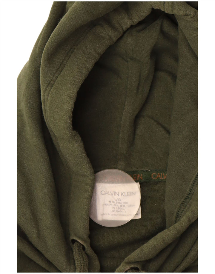 CALVIN KLEIN Dame Oversized grafisk hættetrøje trøje UK 16 Large Khaki