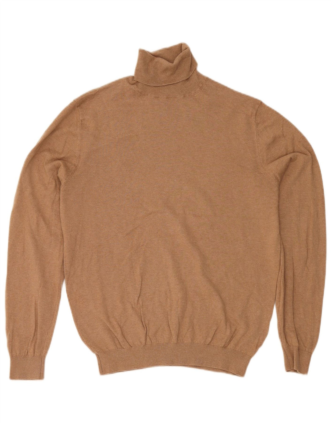 Massimo Dutti Herre Roll Neck Jumper Sweater Stor Beige Bomuld