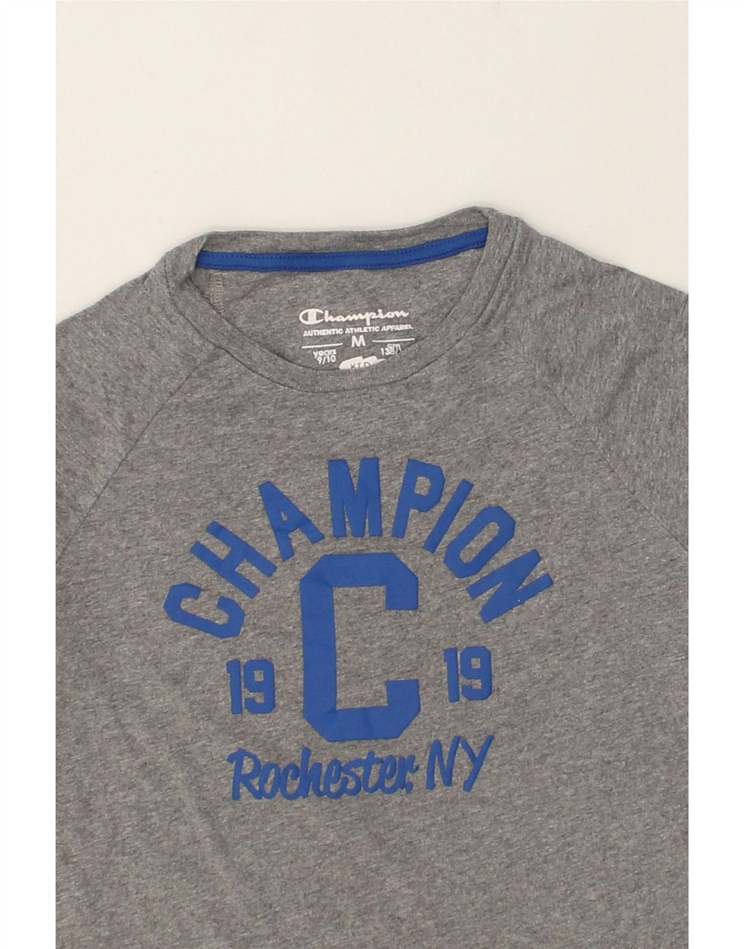 CHAMPION Boys Graphic Top Long Sleeve 9-10 Years Medium  Grey Cotton | Vintage Champion | Thrift | Second-Hand Champion | Used Clothing | Messina Hembry 